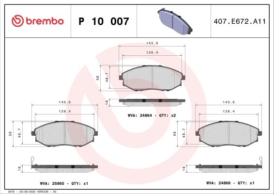 A.B.S. P 10 007 BREMBO Bremsbelagsatz, Scheibenbremse